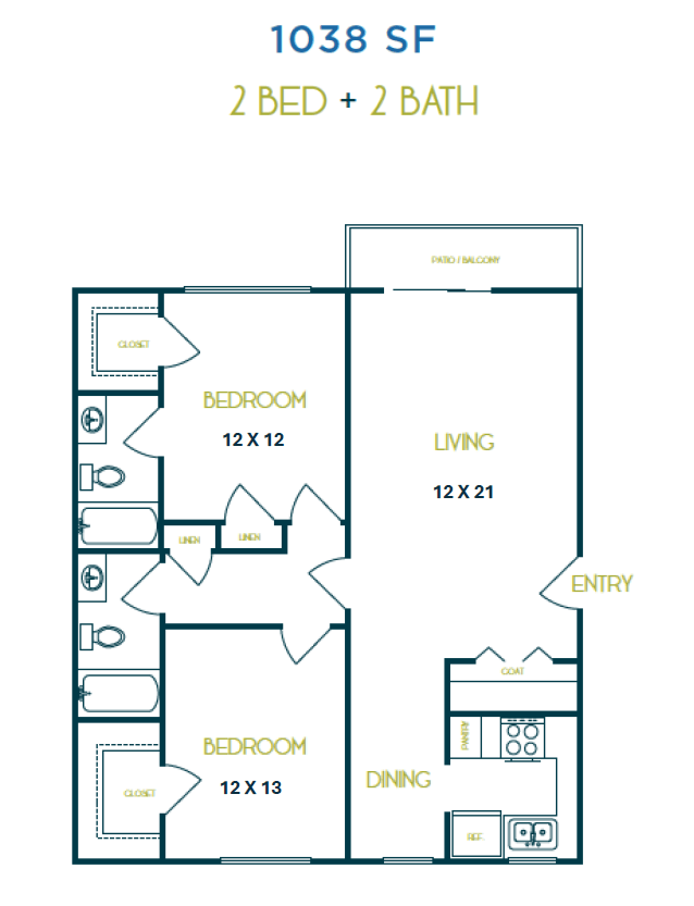 Two Bedroom Two Bath floor plan